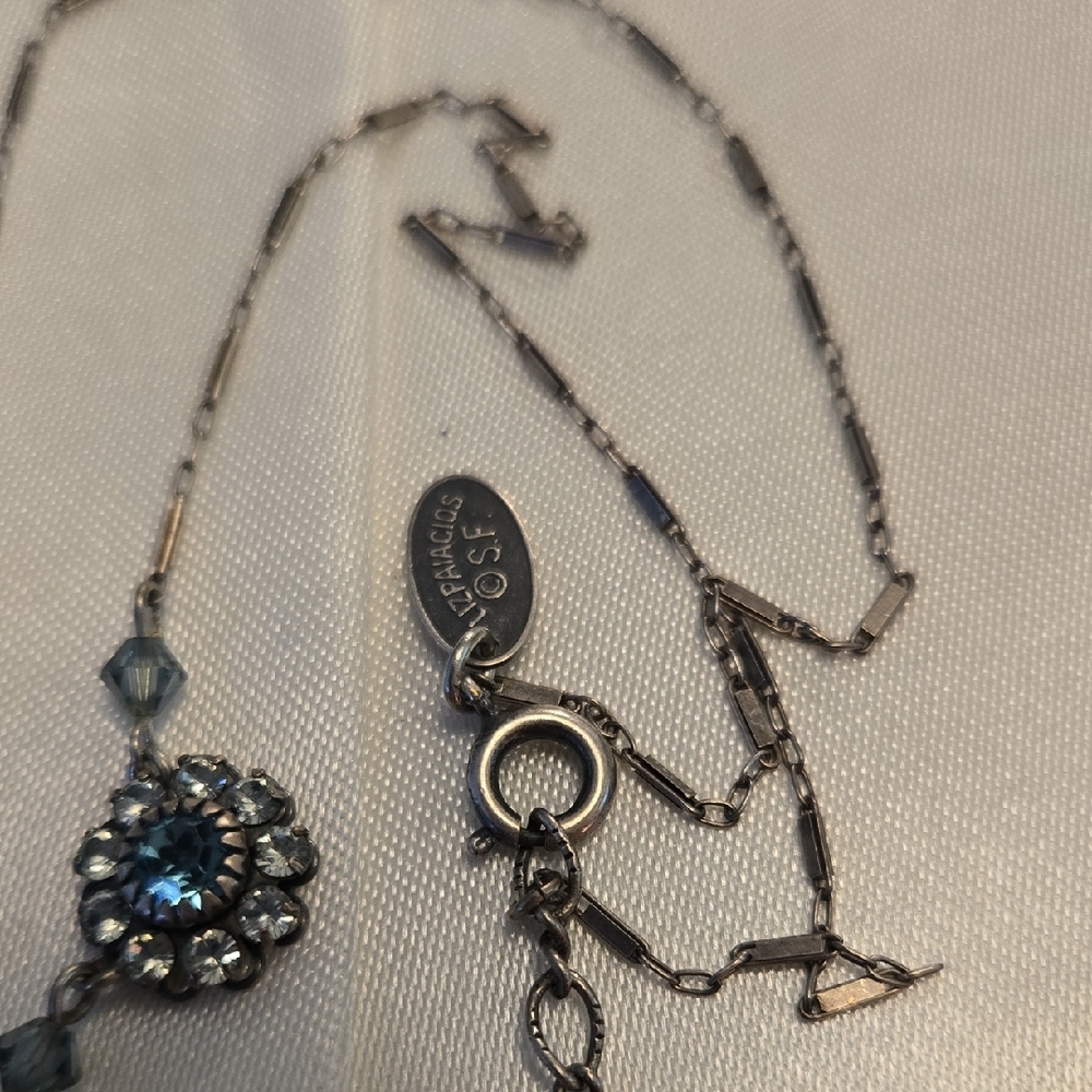 Liz Palacios Dazzling Silver and Blue Crystal Necklace - Picture 2 of 10